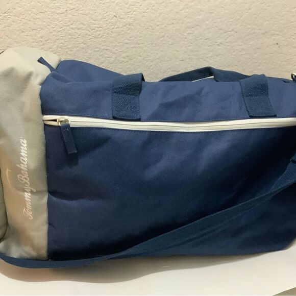 Tommy Bahama Weekender Travel Duffle Bag Blue Nylon Canvas - Picture 2 of 9